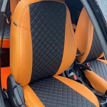 Авточехлы Автопилот оранжевый черный Ромб